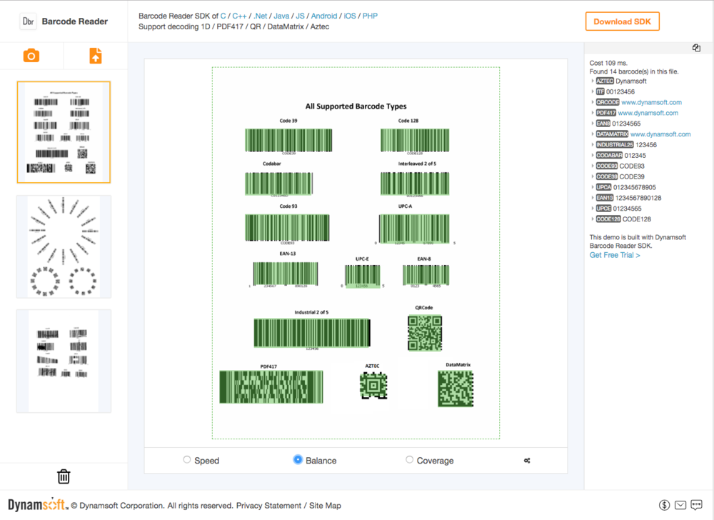 Dynamsoft Barcode Reader 7.0 Large Barcode